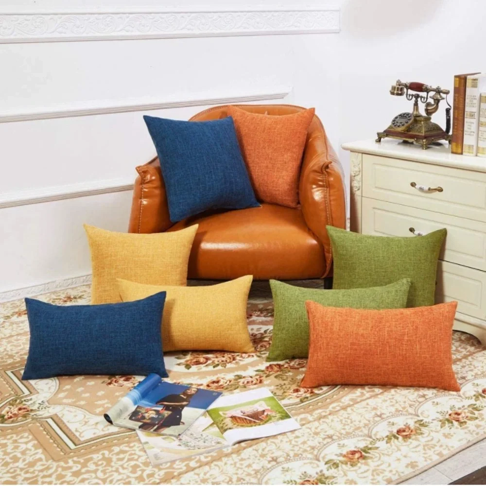 Luxury Home | Set of 2 Chic Farmhouse Yellow Linen Throw Pillow Covers